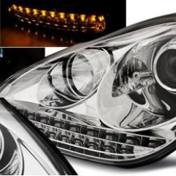 Φανάρια εμπρός led για Porsche Cayenne (2003-2007) - chrome , με λάμπες (Η1) - σετ 2τμχ.