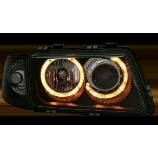 Φανάρια εμπρός angel eyes για Audi A3 (1996-2000) - chrome , χωρίς λάμπες (Η7) - σετ 2τμχ.