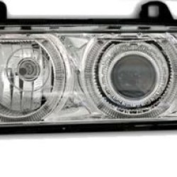 Φανάρια εμπρός angel eyes για BMW E36 (1991-2000) 4d sedan - chrome , χωρίς λάμπες (Η7) - σετ 2τμχ.