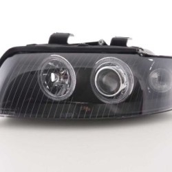 Φανάρια εμπρός angel eyes για Audi A4 (2001-2004) - μαύρα , χωρίς λάμπες (Η7) - σετ 2τμχ.