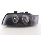 Φανάρια εμπρός angel eyes για Audi A4 (2001-2004) - μαύρα , χωρίς λάμπες (Η7) - σετ 2τμχ.