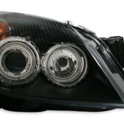 Φανάρια εμπρός angel eyes για Opel Astra H (2004-2009) - μαύρα ,  χωρίς  λάμπες (Η 7 ) - σετ 2τμχ.