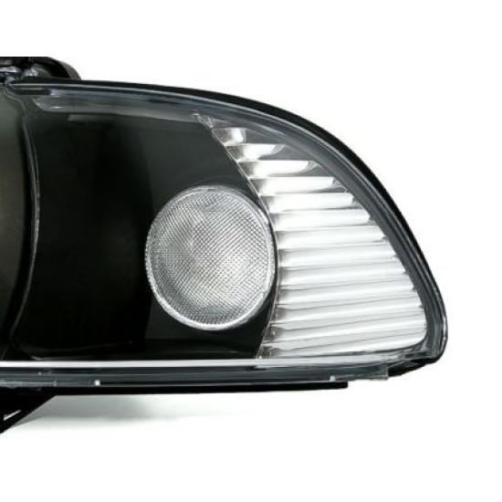 Φανάρια εμπρός angel eyes για BMW E39 (1995-2003) - μαύρα , με λάμπες (Η7) - σετ 2τμχ.