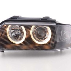 Φανάρια εμπρός angel eyes για Audi A4 (1999-2001) - μαύρα , χωρίς λάμπες (Η7) - σετ 2τμχ.