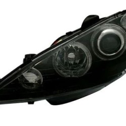 Φανάρια εμπρός angel eyes για Peugeot 206 , μαύρα , χωρίς λάμπες (Η7) - σετ 2τμχ.