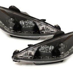 Φανάρια εμπρός led για Peugeot 206 , μαύρα , με λάμπες (Η1) - σετ 2τμχ. Φανάρια εμπρός led για Peugeot 206 , μαύρα , με λάμπες (Η1) - σετ 2τμχ.