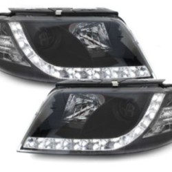 Φανάρια εμπρός led για Vw Passat B5.5 (2001-2005) - μαύρα , με λάμπες (Η1) - σετ 2τμχ.