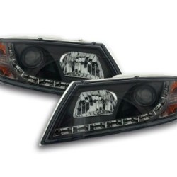 Φανάρια εμπρός led για Skoda Octavia (2004-2009) , μαύρα , με λάμπες (Η1) - σετ 2τμχ.