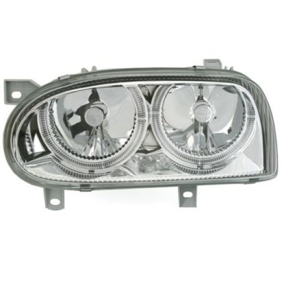 Φανάρια εμπρός angel eyes για Vw Golf 3 R32 design - chrome ,  χωρίς  λάμπες (Η 7 ) - σετ 2τμχ.
