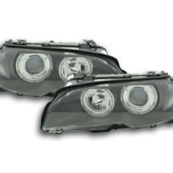Φανάρια εμπρός angel eyes για BMW E46 coupe και cabrio (2003-2006) - μαύρα , χωρίς λάμπες (Η7) - σετ 2τμχ.