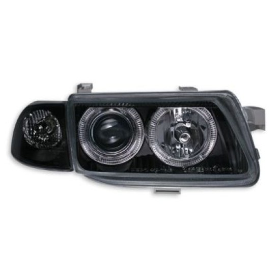 Φανάρια εμπρός angel eyes για Opel Astra F (1991-1999) - μαύρα , χωρίς λάμπες (Η 1 ) - σετ 2τμχ.