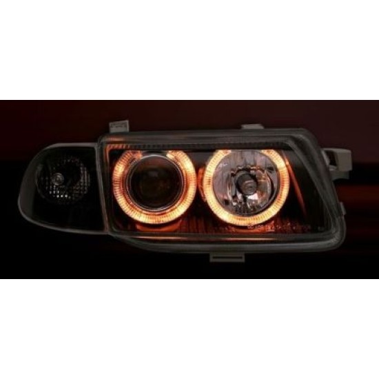 Φανάρια εμπρός angel eyes για Opel Astra F (1991-1999) - μαύρα , χωρίς λάμπες (Η 1 ) - σετ 2τμχ.