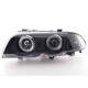 Φανάρια εμπρός angel eyes για BMW E46 sedan (1998-2001) - μαύρα , με λάμπες (Η1) - σετ 2τμχ.