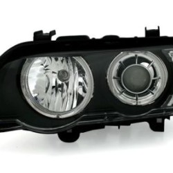 Φανάρια εμπρός angel eyes για BMW X5 με εργοστασιακά xenon (1999-2003) - μαύρα , χωρίς λάμπες (Η7) - σετ 2τμχ.