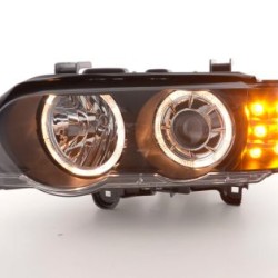 Φανάρια εμπρός για BMW X5 (1999-2003) - μαύρα με led φλας , χωρίς λάμπες (Η7) - σετ 2τμχ.
