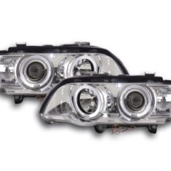 Φανάρια εμπρός angel eyes για BMW X5 (1999-2003) - chrome , με λάμπες (Η1) - σετ 2τμχ.