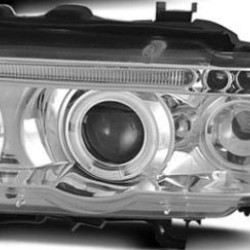 Φανάρια εμπρός angel eyes για BMW X5 E53 (1999-2003) - chrome , με λάμπες (Η1) - σετ 2τμχ.