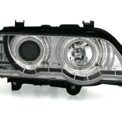 Φανάρια εμπρός Dayline & angel eyes για BMW X5 (1999-2003) - chrome , με λάμπες (Η1) - σετ 2τμχ.
