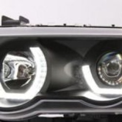Φανάρια εμπρός 3D angel eyes για BMW X5 (1999-2003) - μαύρα , χωρίς λάμπες (Η7) - σετ 2τμχ.