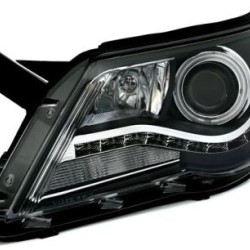 Φανάρια εμπρός led/angel eyes για Vw Tiguan (2007-2011) , μαύρα , με λάμπες (Η1) - σετ 2τμχ.