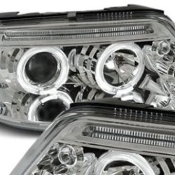 Φανάρια εμπρός angel eyes για Vw Passat B5.5 (2001-2005) - χρωμίου , χωρίς λάμπες (Η7) - σετ 2τμχ.