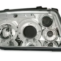 Φανάρια εμπρός angel eyes για Vw Bora - chrome , με λάμπες (Η1) - σετ 2τμχ.