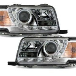 Φανάρια εμπρός led για Audi 80 (1991-1994) - chrome , με λάμπες (Η1) - σετ 2τμχ.