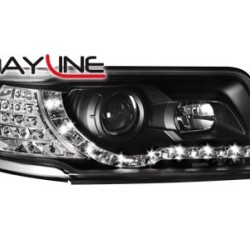 Φανάρια εμπρός led για Audi 100 C4 (1990-1994) - μαύρα , με λάμπες (Η1) - σετ 2τμχ.