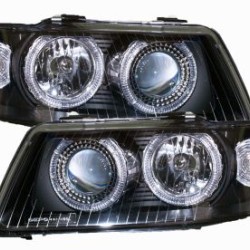 Φανάρια εμπρός angel eyes για Audi A3 (2003-2008) - μαύρα , χωρίς λάμπες (Η7) - σετ 2τμχ.
