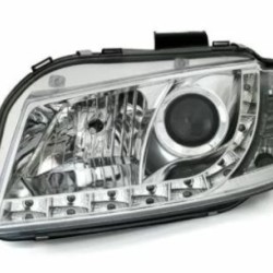 Φανάρια εμπρός led Dayline για Audi A3 (2003-2008) - χρωμίου , με λάμπες (Η1) - σετ 2τμχ.
