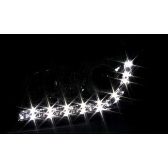 Φανάρια εμπρός led Dayline για Audi A3 (2003-2008) - χρωμίου , με λάμπες (Η1) - σετ 2τμχ.