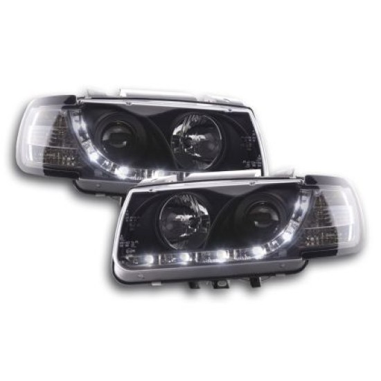 Φανάρια εμπρός led για Vw Polo 6N (1994-1999) - μαύρα , με λάμπες (Η1) - σετ 2τμχ.