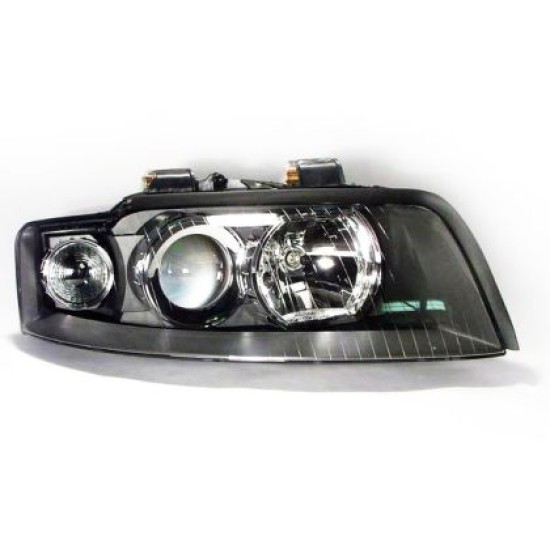 Φανάρια εμπρός για Audi A4 B6 (2001-2004) - μαύρα , χωρίς λάμπες (Η1) - σετ 2τμχ.