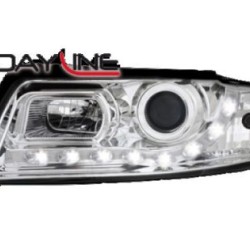 Φανάρια εμπρός led Dayline για Audi A4 (2001-2004) - chrome , με λάμπες (Η1) - σετ 2τμχ.