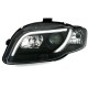 Φανάρια εμπρός led Lightbar Design για Audi A4 B7 (2004-2008) - μαύρα , με λάμπες (H7/Η1) - σετ 2τμχ.