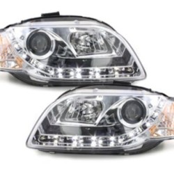 Φανάρια εμπρός led Daylight για Audi A4 (2004-2008) - chrome , με λάμπες (Η1) - σετ 2τμχ.