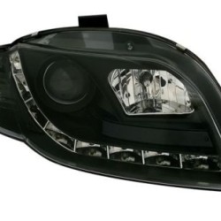 Φανάρια εμπρός led Daylight για Audi A4 (2004-2008) - μαύρα , με λάμπες (Η1) - σετ 2τμχ.