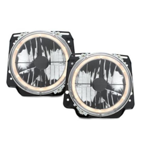 Φανάρια εμπρός angel eyes και σταυρός για Vw Golf II (1983-1993) - chrome ,  χωρίς  λάμπες (Η 4 ) - σετ 2τμχ.