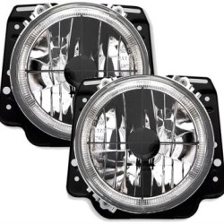 Φανάρια εμπρός angel eyes και σταυρός για Vw Golf II (1983-1993) - μαύρα chrome , με λάμπες (Η1) - σετ 2τμχ.