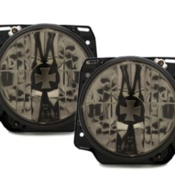 Φανάρια εμπρός με σταυρό για Vw Golf II (1983-1993) - μαύρα chrome , με λάμπες (Η1) - σετ 2τμχ.