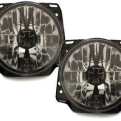 Φανάρια εμπρός με σταυρό για Vw Golf II (1983-1993) - chrome , με λάμπες (Η1) - σετ 2τμχ.