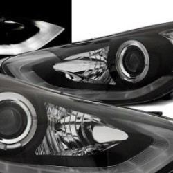 Φανάρια εμπρός led angel eyes για Hyundai Elantra (2011+) - μαύρα , με λάμπες (Η1) - σετ 2τμχ.