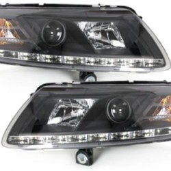 Φανάρια εμπρός για Audi A6 με φώτα ημέρας led (2004-2007) - μαύρα , χωρίς λάμπες (Η7) - σετ 2τμχ.