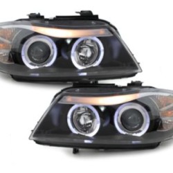 Φανάρια εμπρός angel eyes για BMW E90 (2005-2008) - μαύρα , με λάμπες (Η1) - σετ 2τμχ. Φανάρια εμπρός angel eyes για BMW E90 (2005-2008) - μαύρα , με λάμπες (Η1) - σετ 2τμχ.