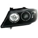 Φανάρια εμπρός angel eyes για BMW E90(2005-2009) - μαύρα , με λάμπες (Η1) - σετ 2τμχ.