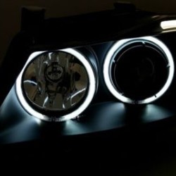 Φανάρια εμπρός angel eyes για BMW E90(2005-2009) - μαύρα , με λάμπες (Η1) - σετ 2τμχ. Φανάρια εμπρός angel eyes για BMW E90(2005-2009) - μαύρα , με λάμπες (Η1) - σετ 2τμχ.
