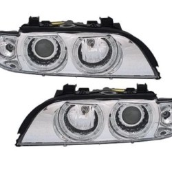 Φανάρια εμπρός angel eyes για BMW E39 (1995-2000) - χρωμίου , χωρίς λάμπες (Η7) - σετ 2τμχ.
