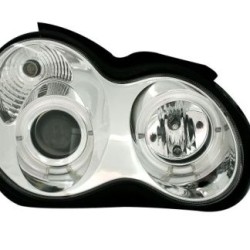 Φανάρια εμπρός για Mercedes C-CLASS W203 sedan (2000-2004) - με angel eyes , με λάμπες (Η1) - σετ 2τμχ.