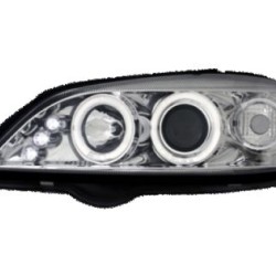 Φανάρια εμπρός led angel eyes για Opel Astra G (1998-2004) - chrome , με λάμπες (Η1) - σετ 2τμχ.