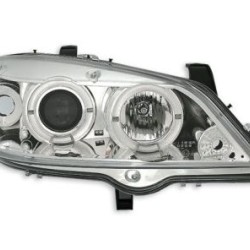 Φανάρια εμπρός angel eyes για Opel Astra G (1998-2004) - chrome , με λάμπες (Η1) - σετ 2τμχ.